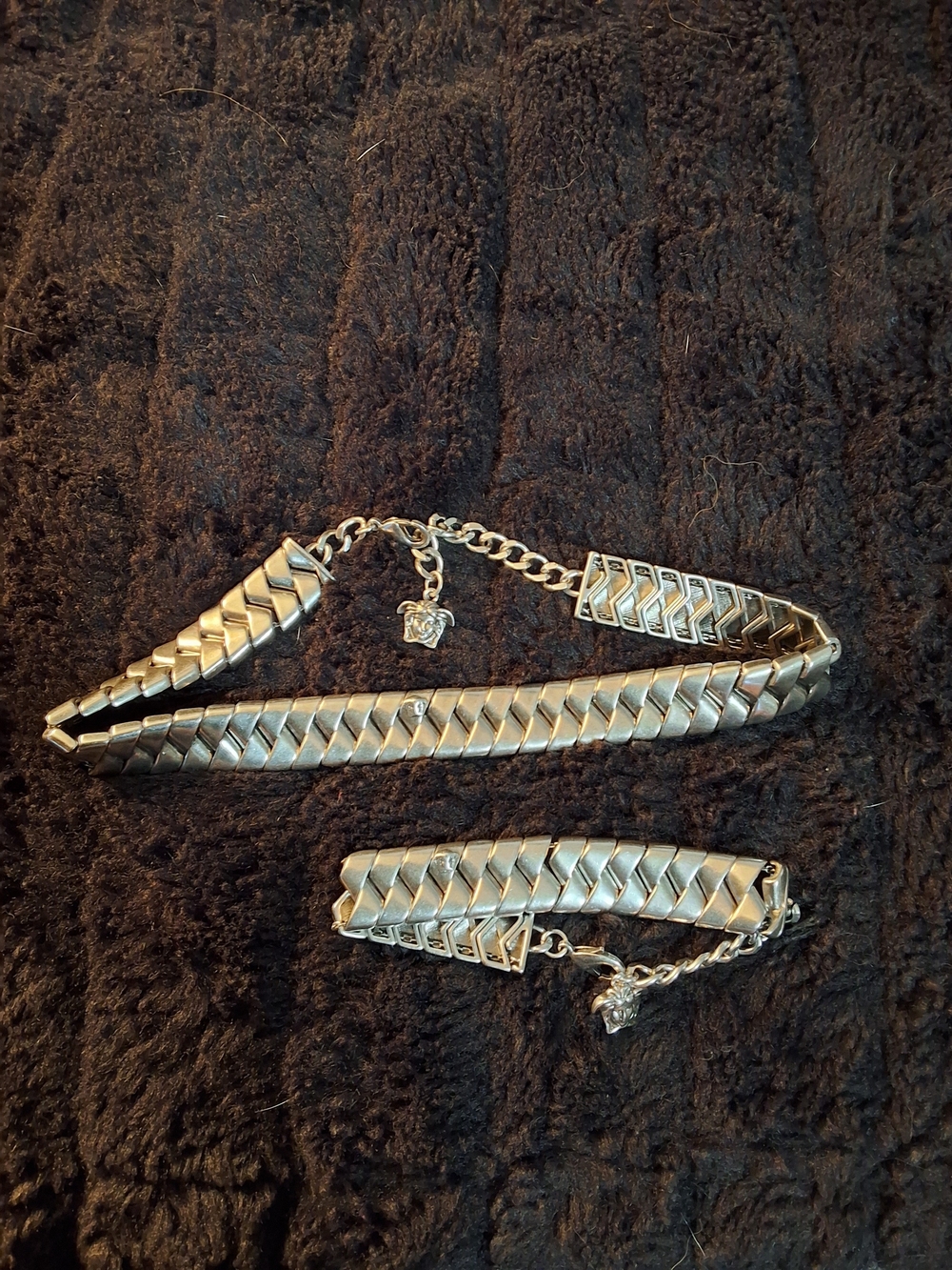 Silver-Tone Braided Choker Necklace and Bracelet Set